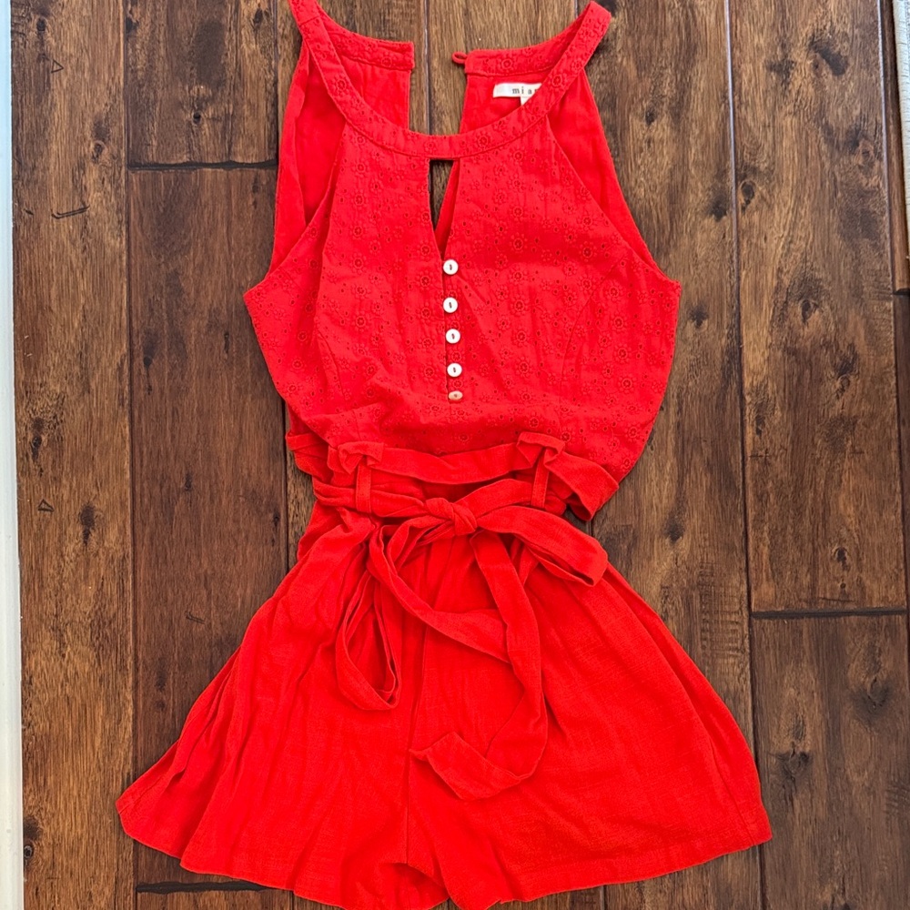 Miami Vibrant Red Lace-Trimmed Top